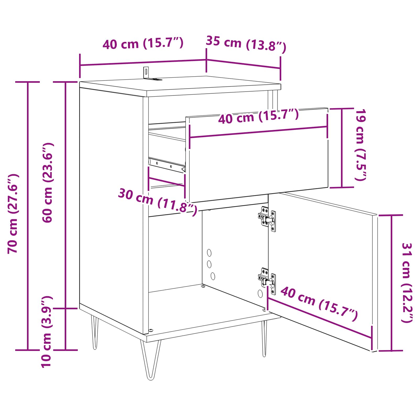 Kreveta s ladicama Staro drvo 35 x 40 x 70 cm Konstruirano drvo