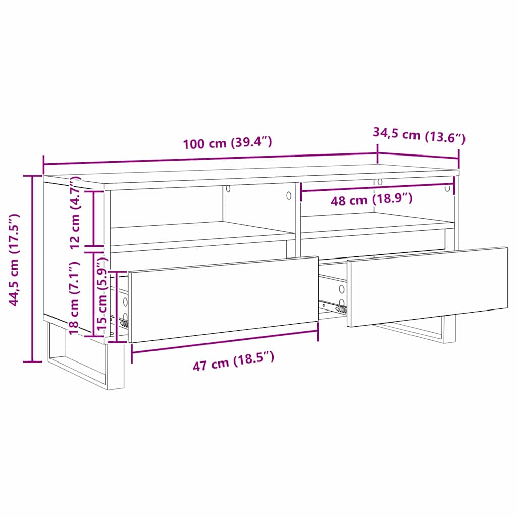 TV ormar s ladicama Umjetnički hrast 100 x 34,5 x 44,5 cm