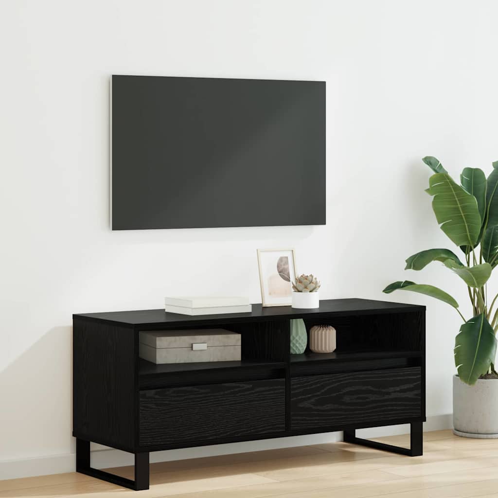 TV ormar Crni hrast 100 x 34,5 x 44,5 cm Obrađeno drvo i čelik