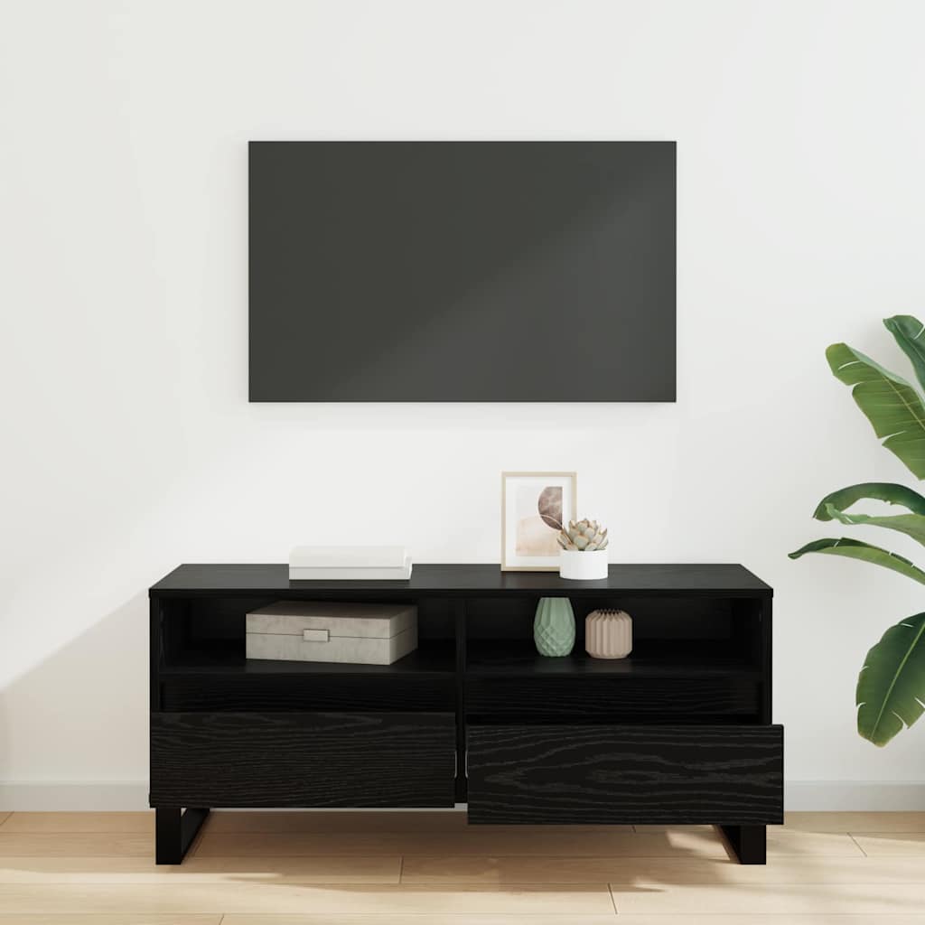 TV ormar Crni hrast 100 x 34,5 x 44,5 cm Obrađeno drvo i čelik