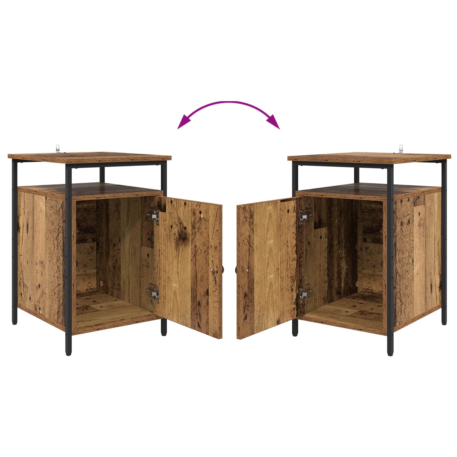 Noćni ormar 2 pcs Staro drvo 40 x 42 x 60cm Konstruirano drvo