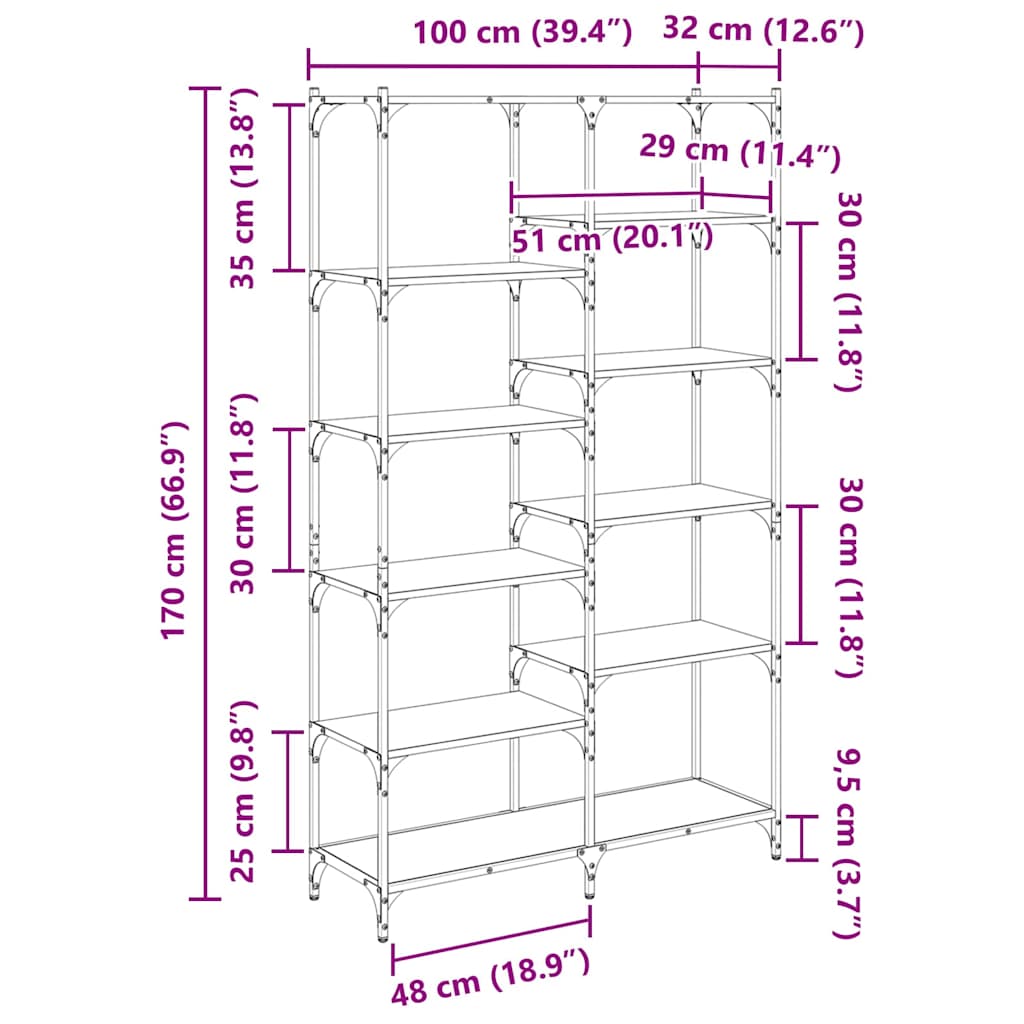 Polica Staro drvo 100 x 32 x 170 cm Konstruirano drvo