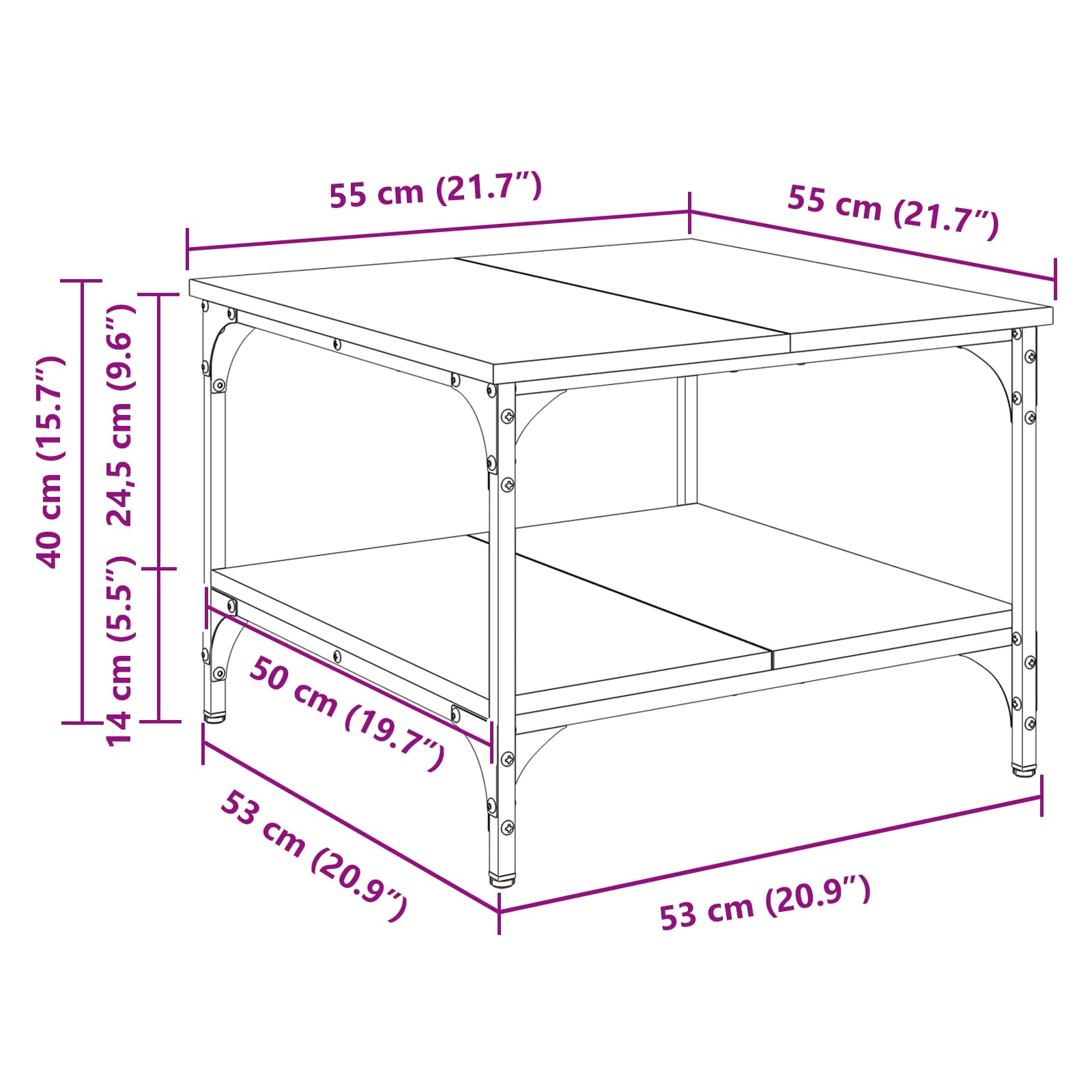 Kava Stol Umjetnički hrast 55 x 55 x 40 cm Konstruirano drvo