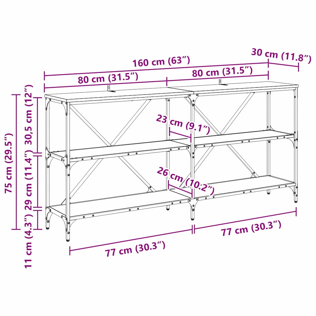 Konzolna stolica Crni hrast 160 x 30 x 75 cm Konstruirano drvo