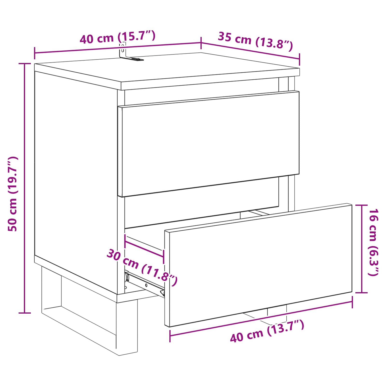 Noćni ormar 2 pcs Staro drvo 40 x 35 x 50 cm Konstruirano drvo