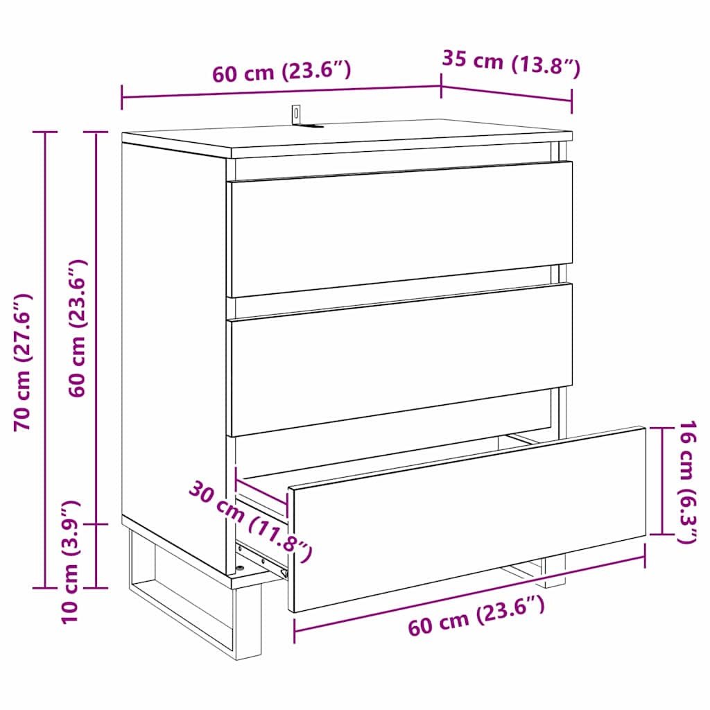 Kreveta s ladicama Crni hrast 60 x 35 x 70 cm Konstruirano drvo