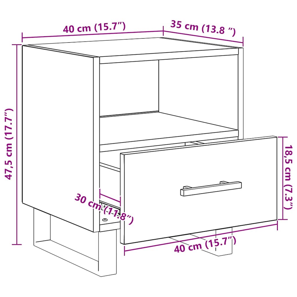 Noćni ormar Staro drvo 40 x 35 x 47,5 cm Konstruirano drvo