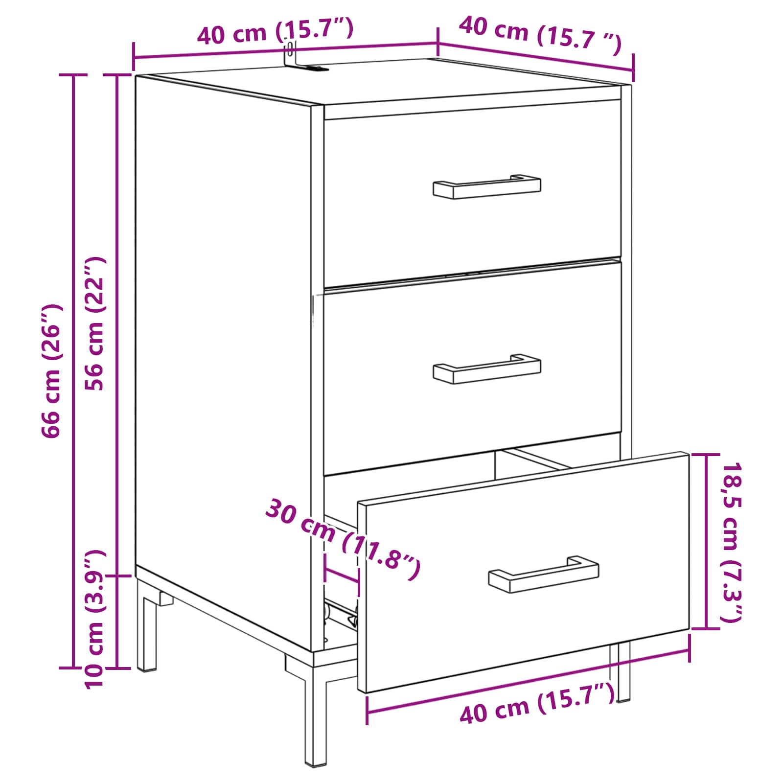 Noćni ormar Staro drvo 40 x 40 x 66 cm Konstruirano drvo