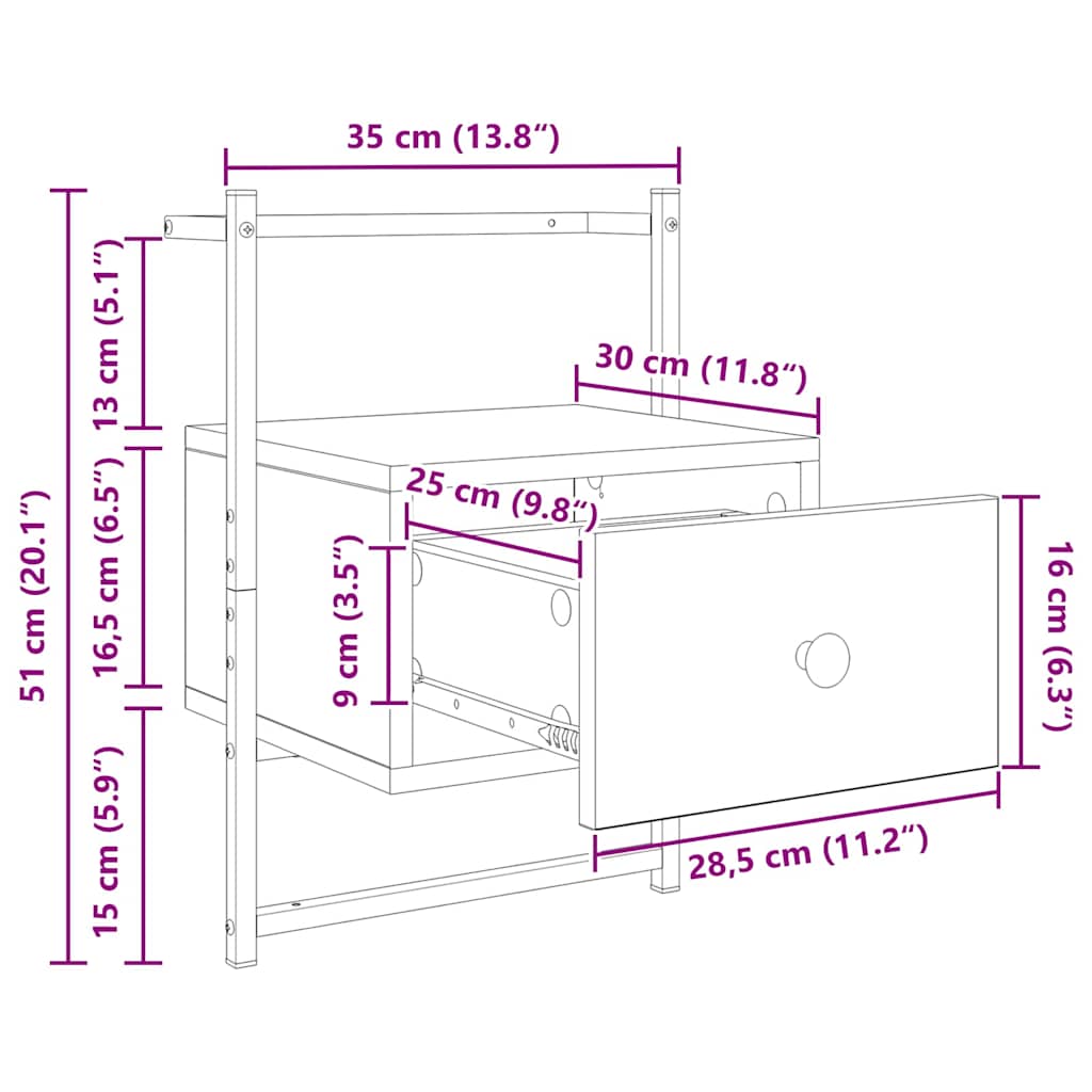 Noćni ormar Staro drvo 35 x 30 x 51 cm Konstruirano drvo