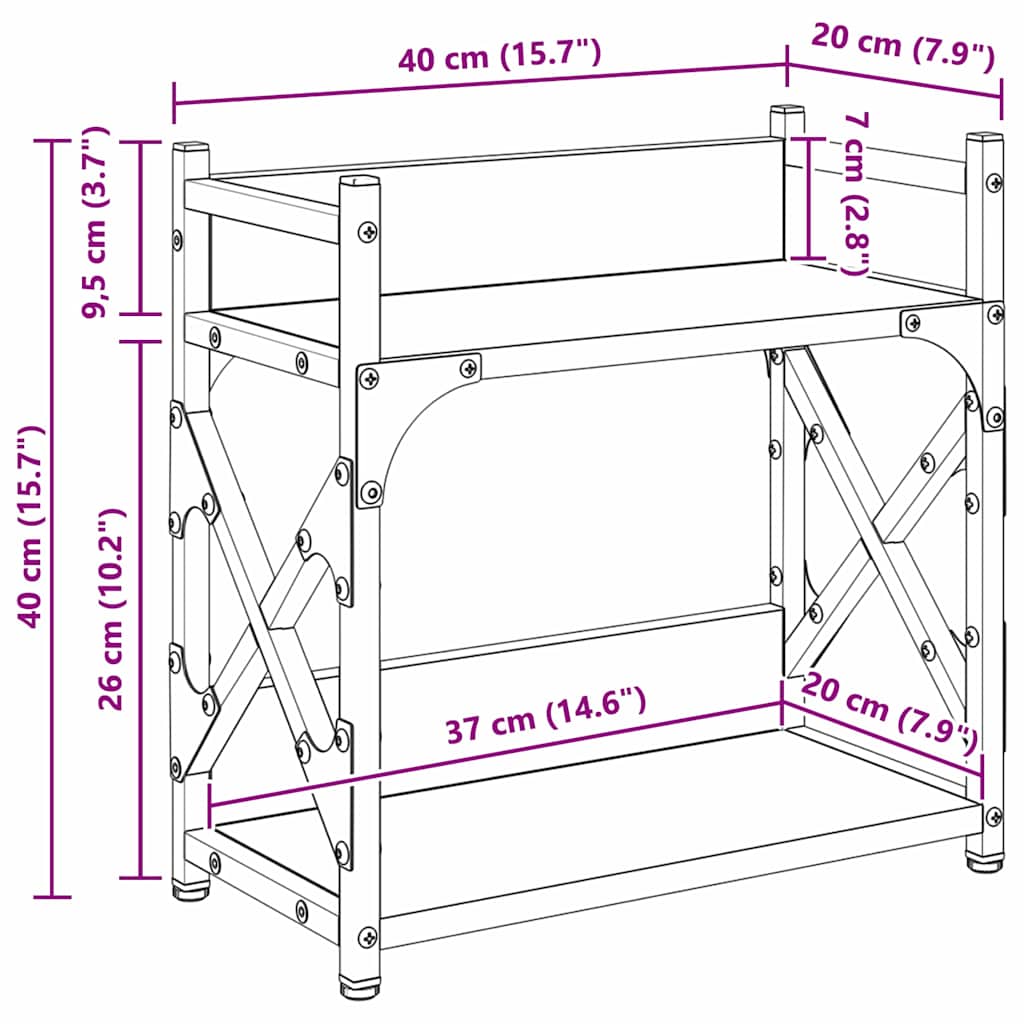 Držač za printer Crni hrast 40 x 20 x 40 cm Konstruirano drvo