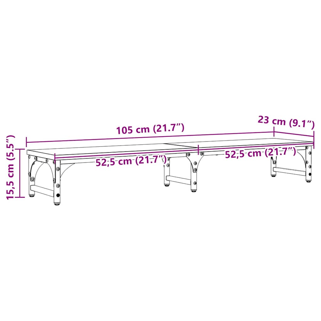 Stalak za Monitor Crni hrast 105 x 23 x 15,5 cm