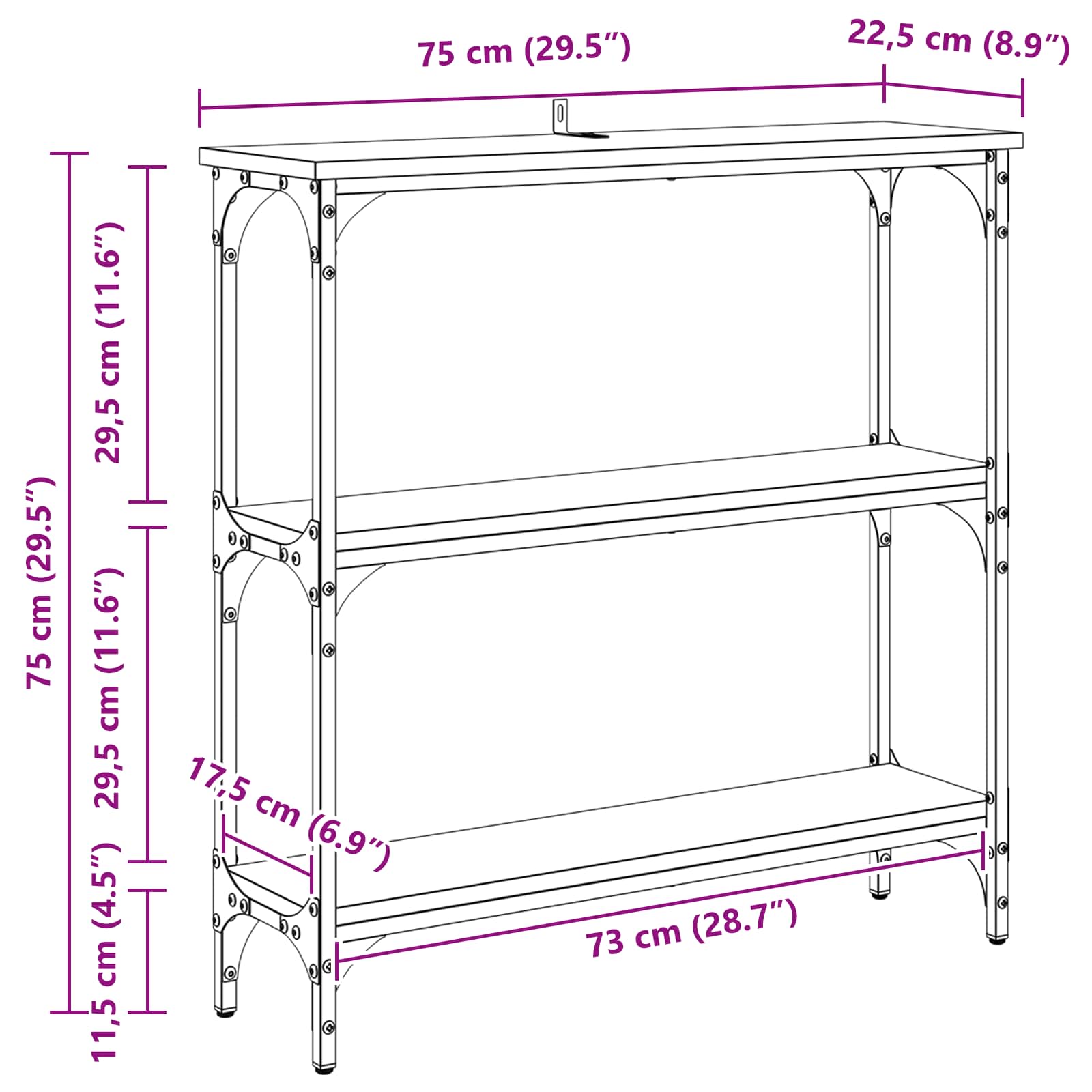 Konzolna stolica Staro drvo 75 x 22,5 x 75 cm Konstruirano drvo
