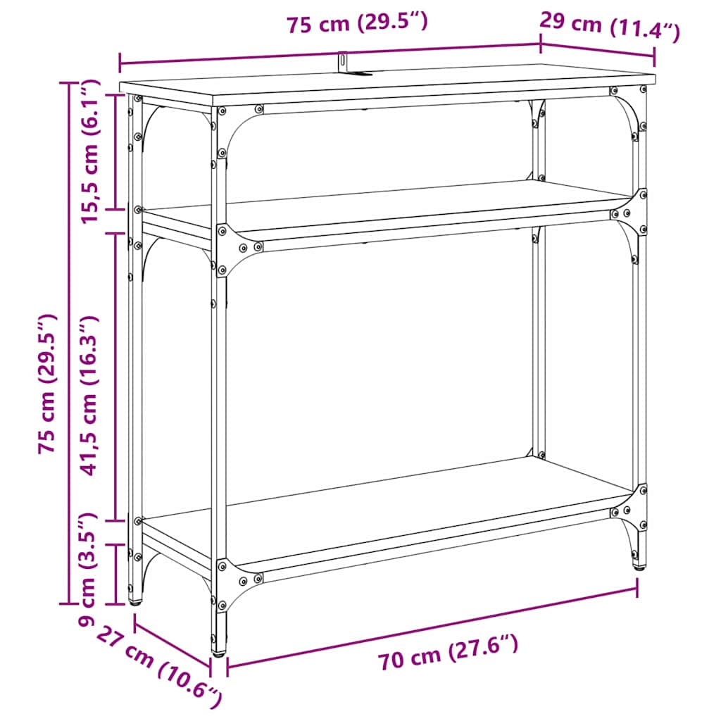 Konzolna stolica Crni hrast 75 x 29 x 75 cm Konstruirano drvo