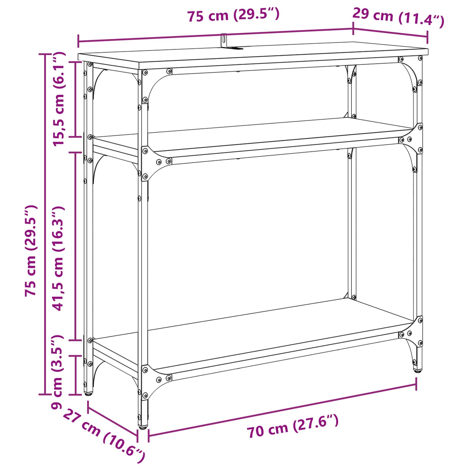 Konzolna stolica Crni hrast 75 x 29 x 75 cm Konstruirano drvo