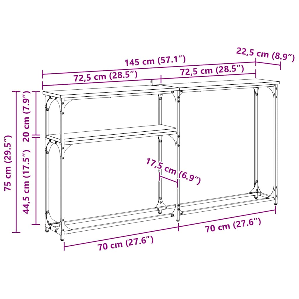 Konzolnistol Staro drvo 145x22.5x75cm Konstruirano drvo
