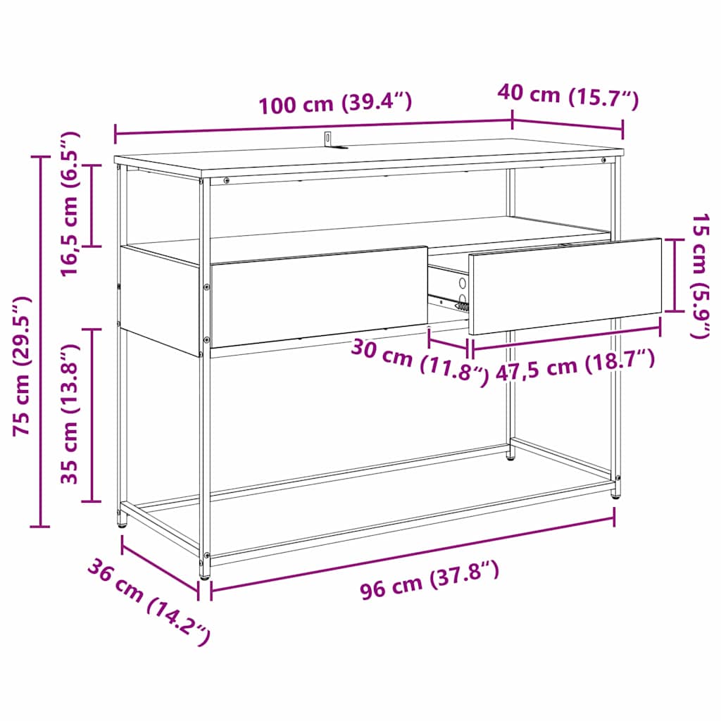 Konzolna stolica Staro drvo 100 x 40 x 75 cm Konstruirano drvo
