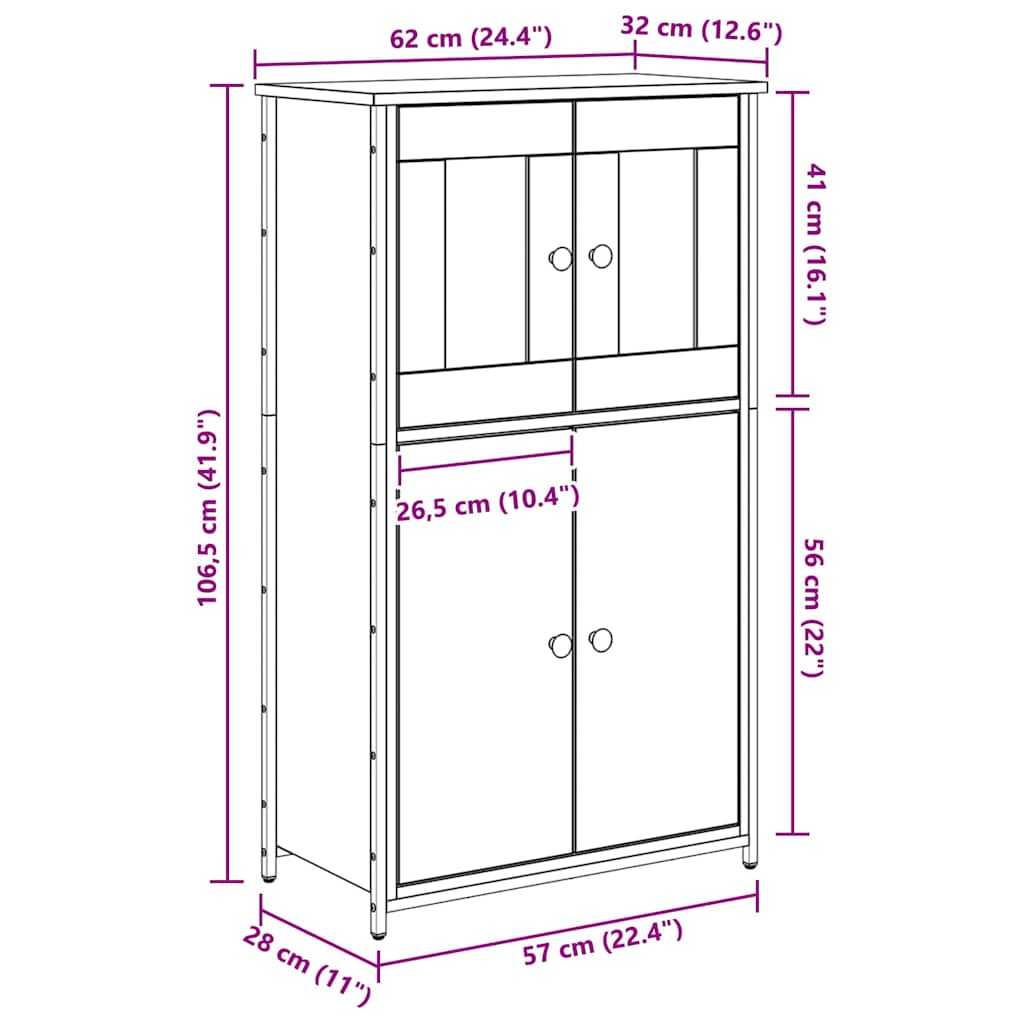 Highboard Staro drvo 62 x 32 x 106,5 cm Konstruirano drvo