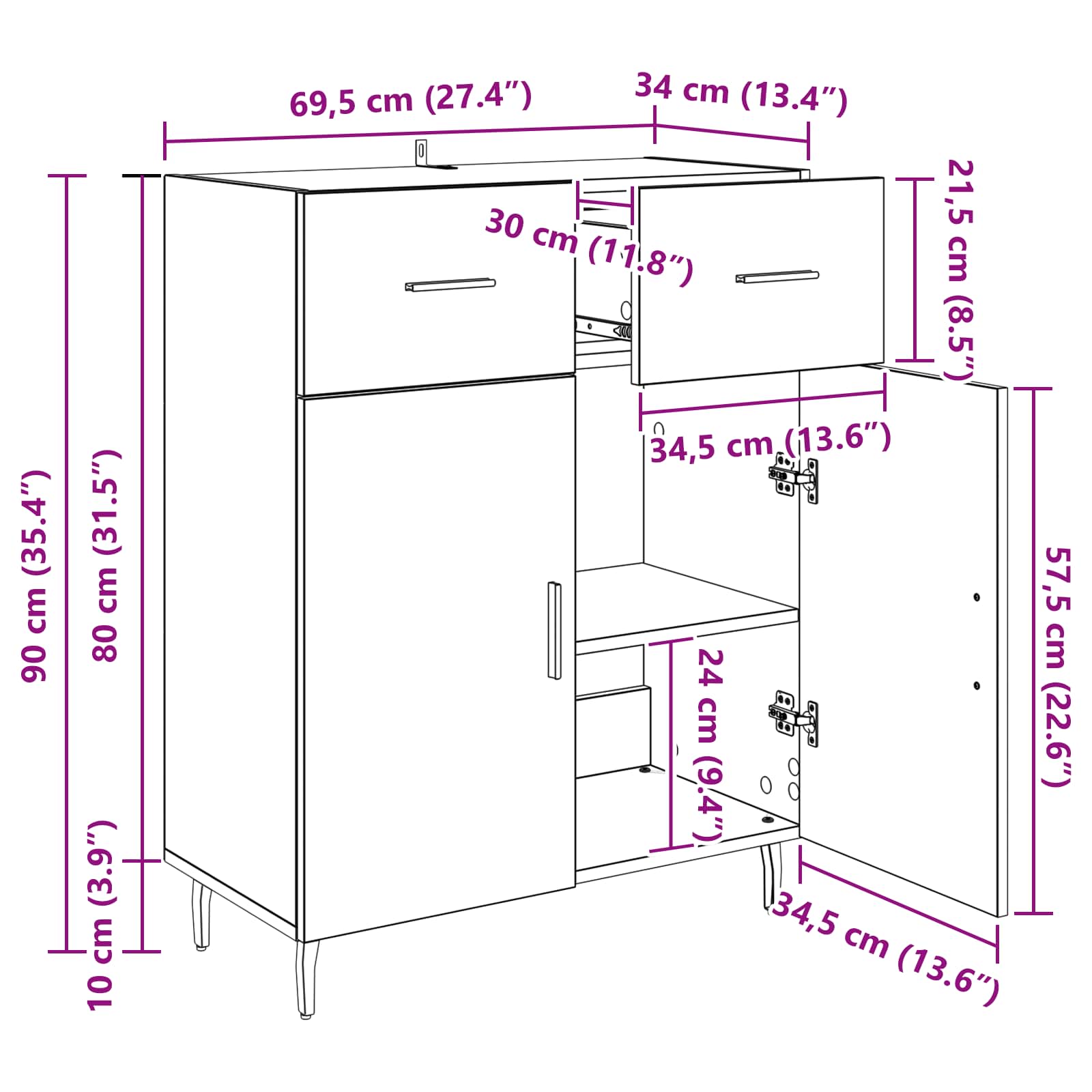 Kreveta Crni hrast 69,5 x 34 x 90 cm Konstruirano drvo