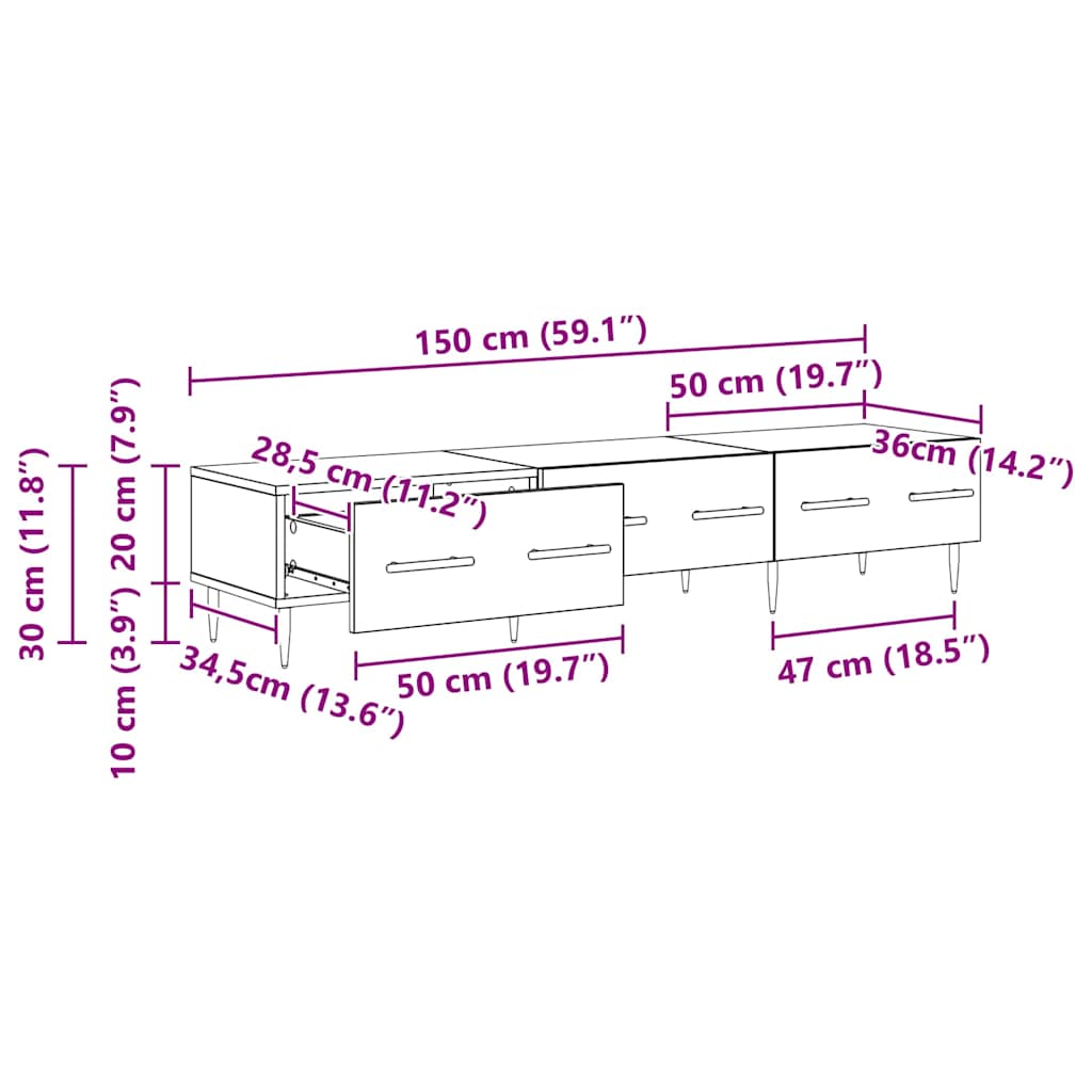 TV ormar Staro drvo 150 x 36 x 30 cm Konstruirano drvo