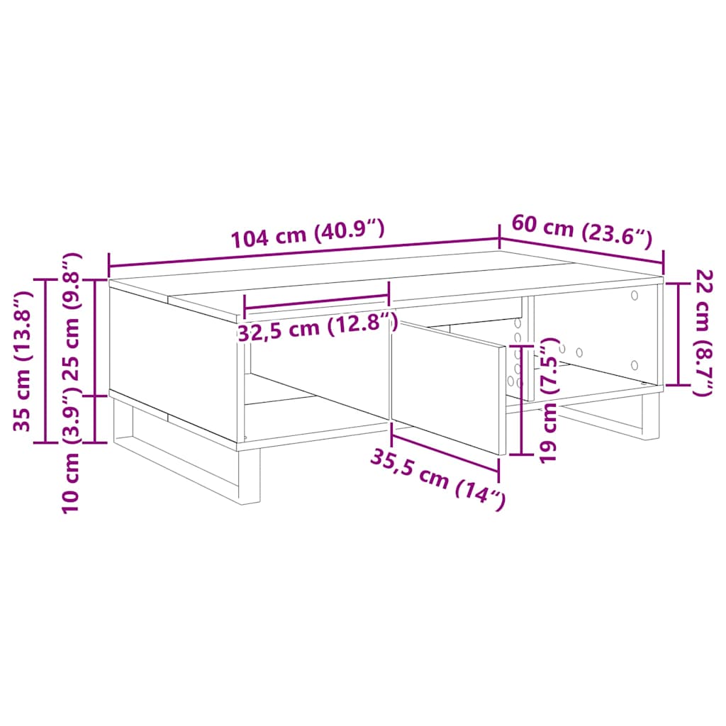 Kava Stol Staro drvo 104 x 60 x 35 cm Konstruirano drvo