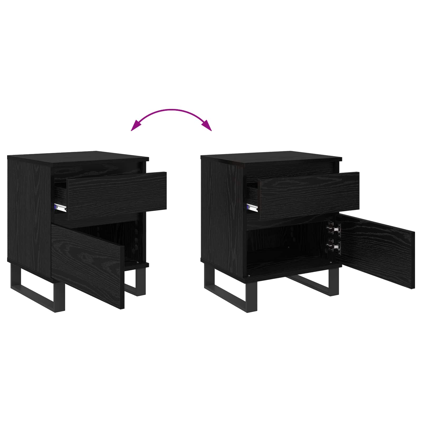 Noćni ormar 2 pcs Crni hrast 40 x 35 x 50 cm Konstruirano drvo