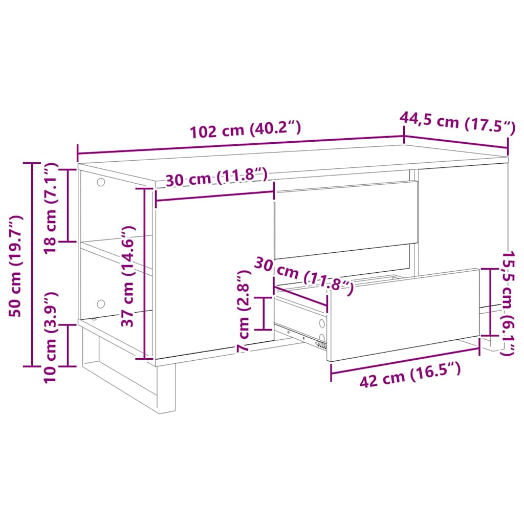 Kava Stol Crni hrast 102 x 44,5 x 50 cm Konstruirano drvo