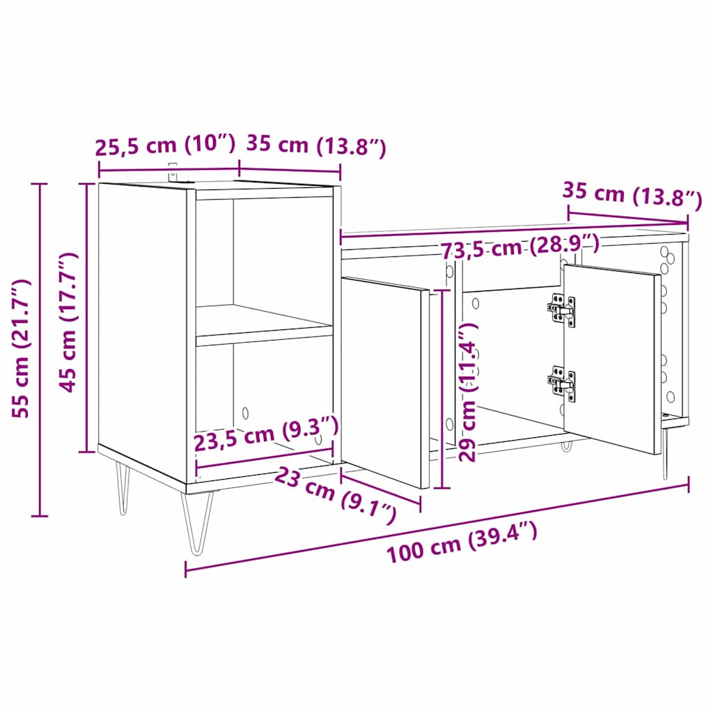 TV ormar Umjetnički hrast 100 x 35 x 55 cm Konstruirano drvo