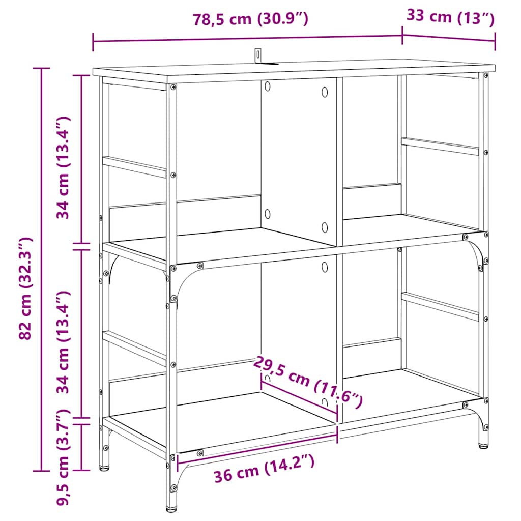 Polica Crni hrast 78.5 x 33 x 82 cm Konstruirano drvo