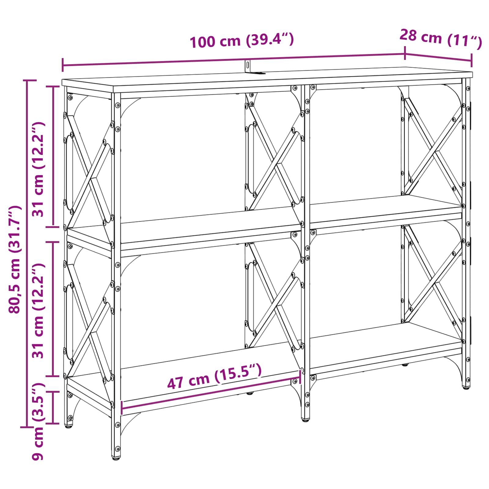 Konzolna stolica Crni hrast 100 x 28 x 80,5 cm