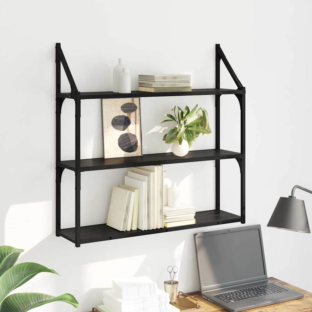 Polica na zidu Crni hrast 80 x 21 x 78,5 cm Konstruirano drvo