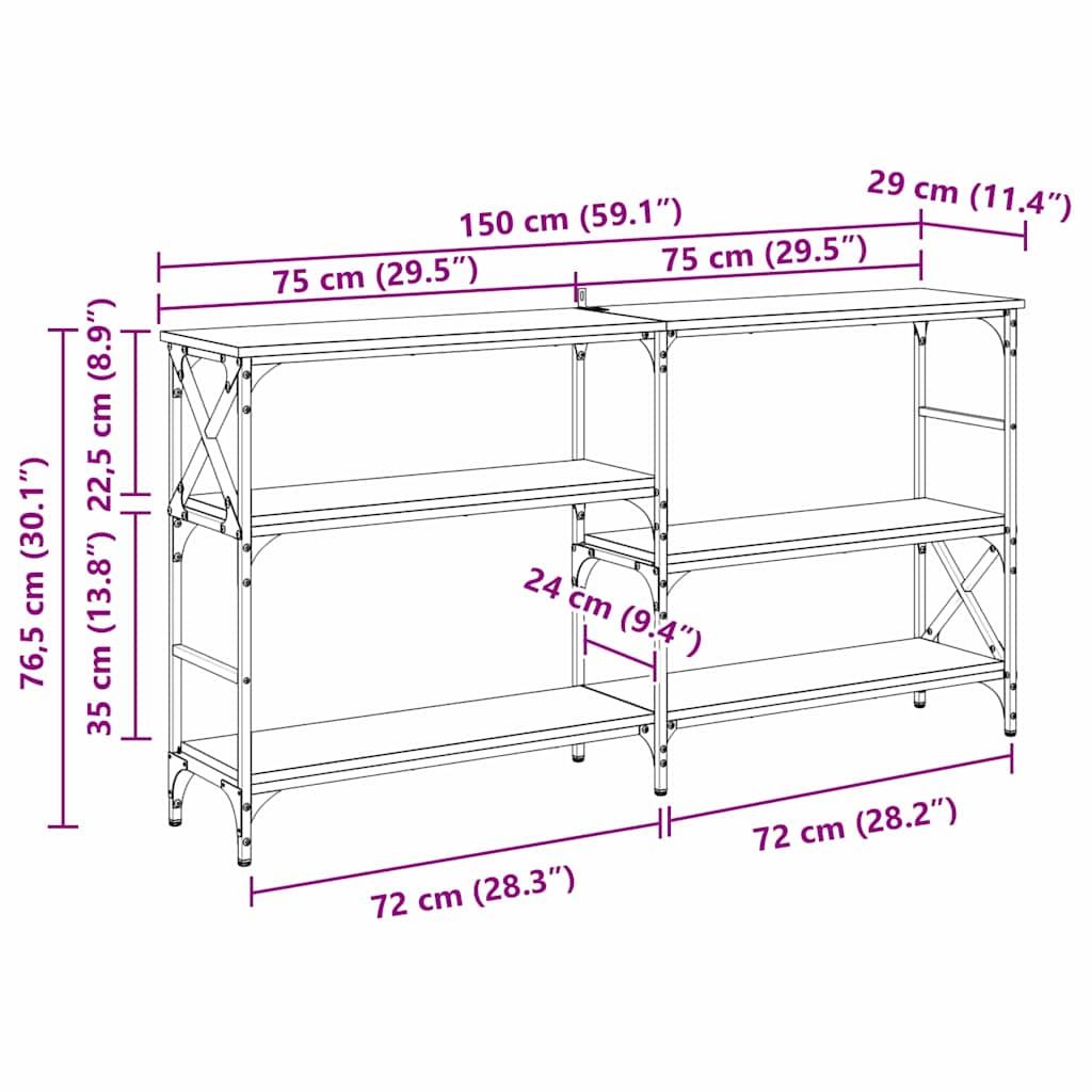 Konzolna stolica s policom Staro drvo 150 x 29 x 76,5 cm