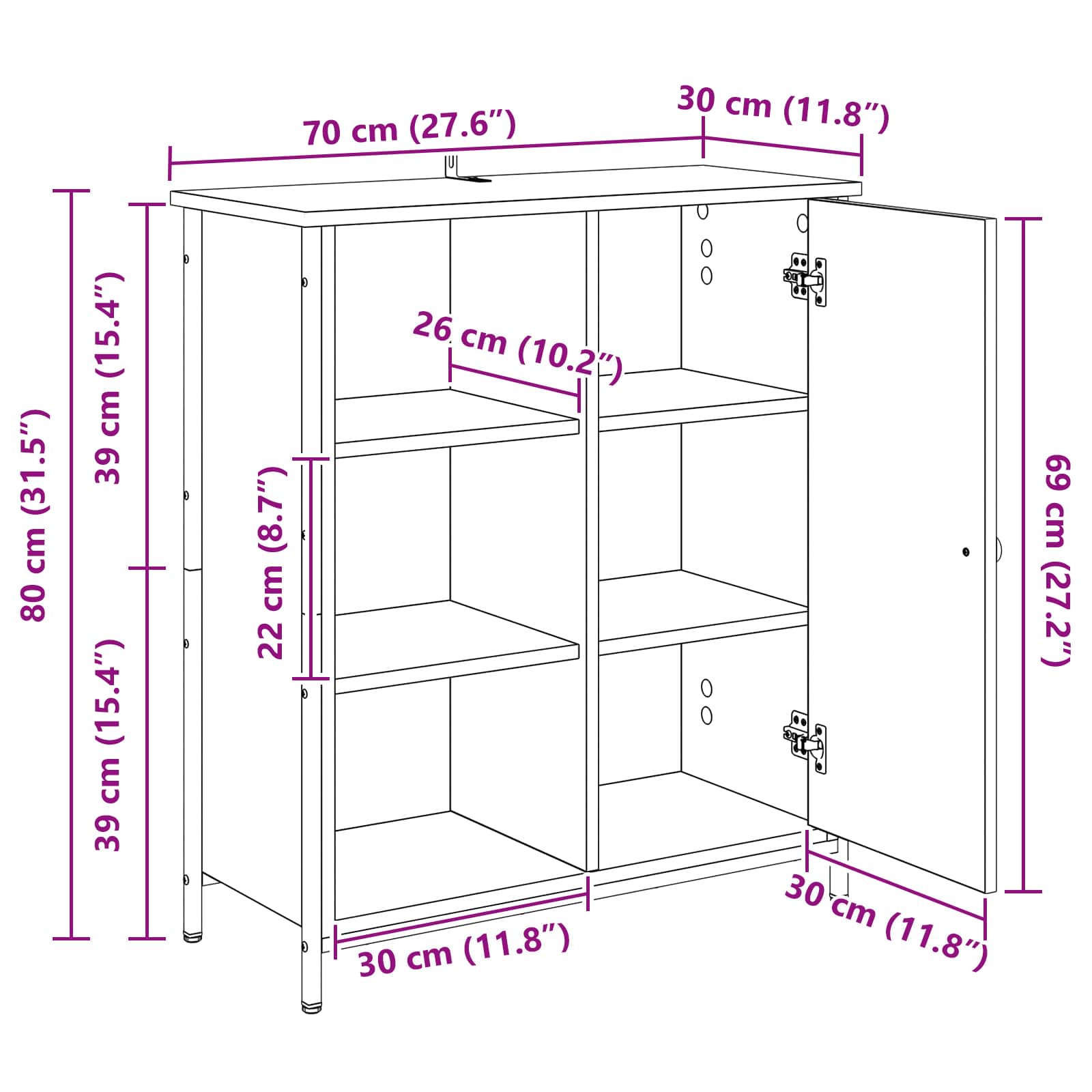 Kreveta Crni hrast 70 x 30 x 80 cm Konstruirano drvo