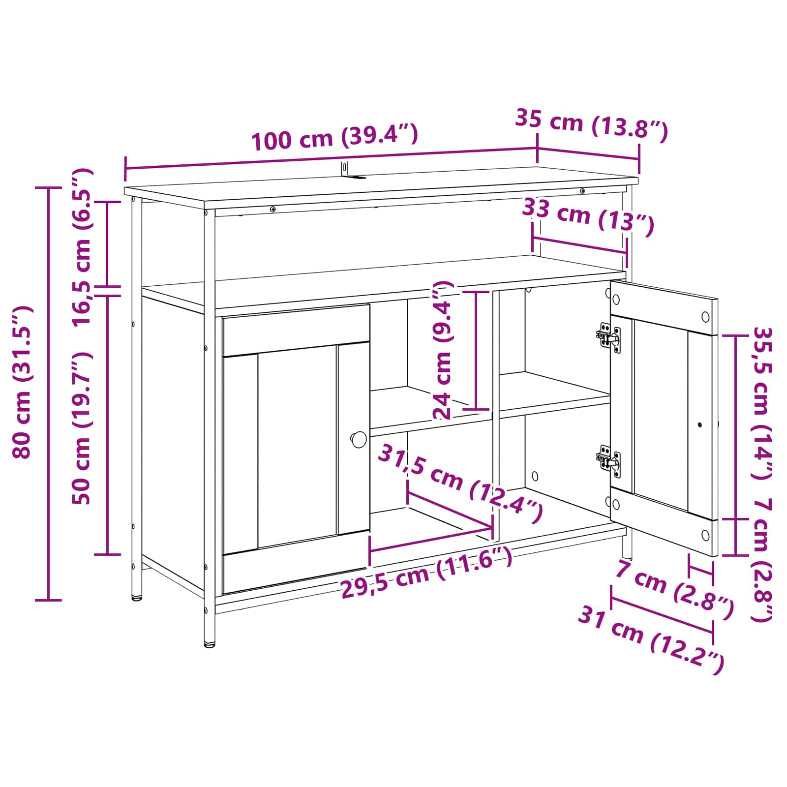 Kreveta Crni hrast 100 x 35 x 80 cm Konstruirano drvo