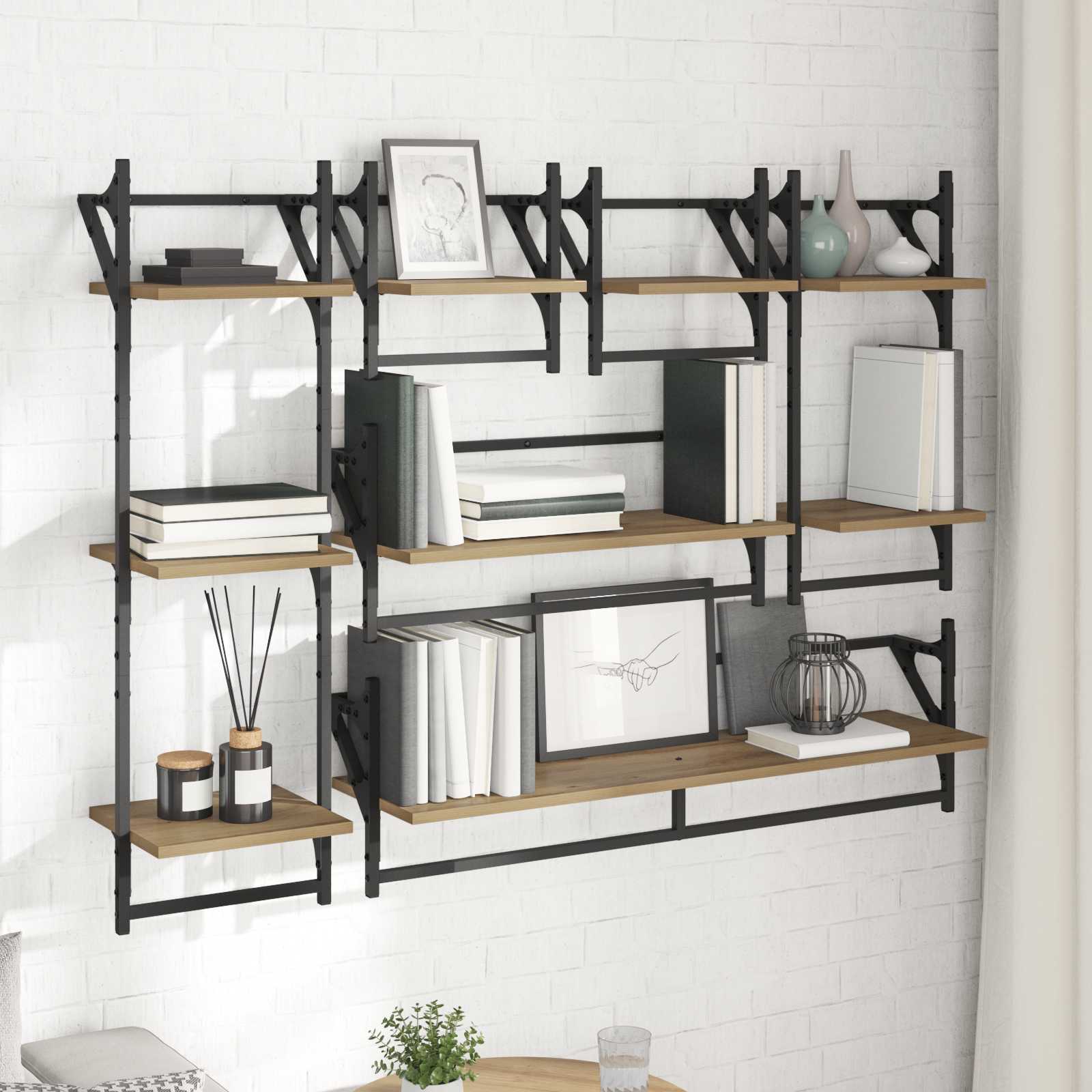 Set zidnih polica Zidne 6 pcs Umjetnički hrast 100 x 25 x 30 cm