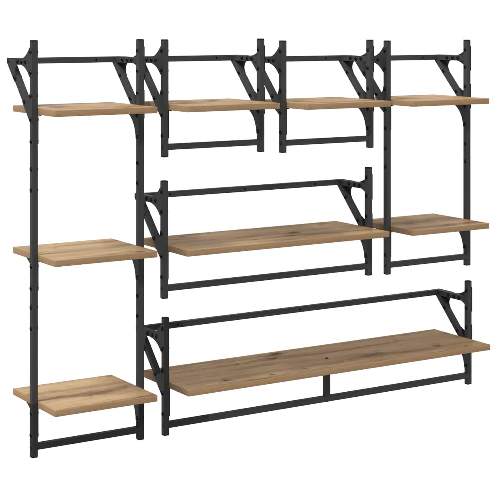 Set zidnih polica Zidne 6 pcs Umjetnički hrast 100 x 25 x 30 cm