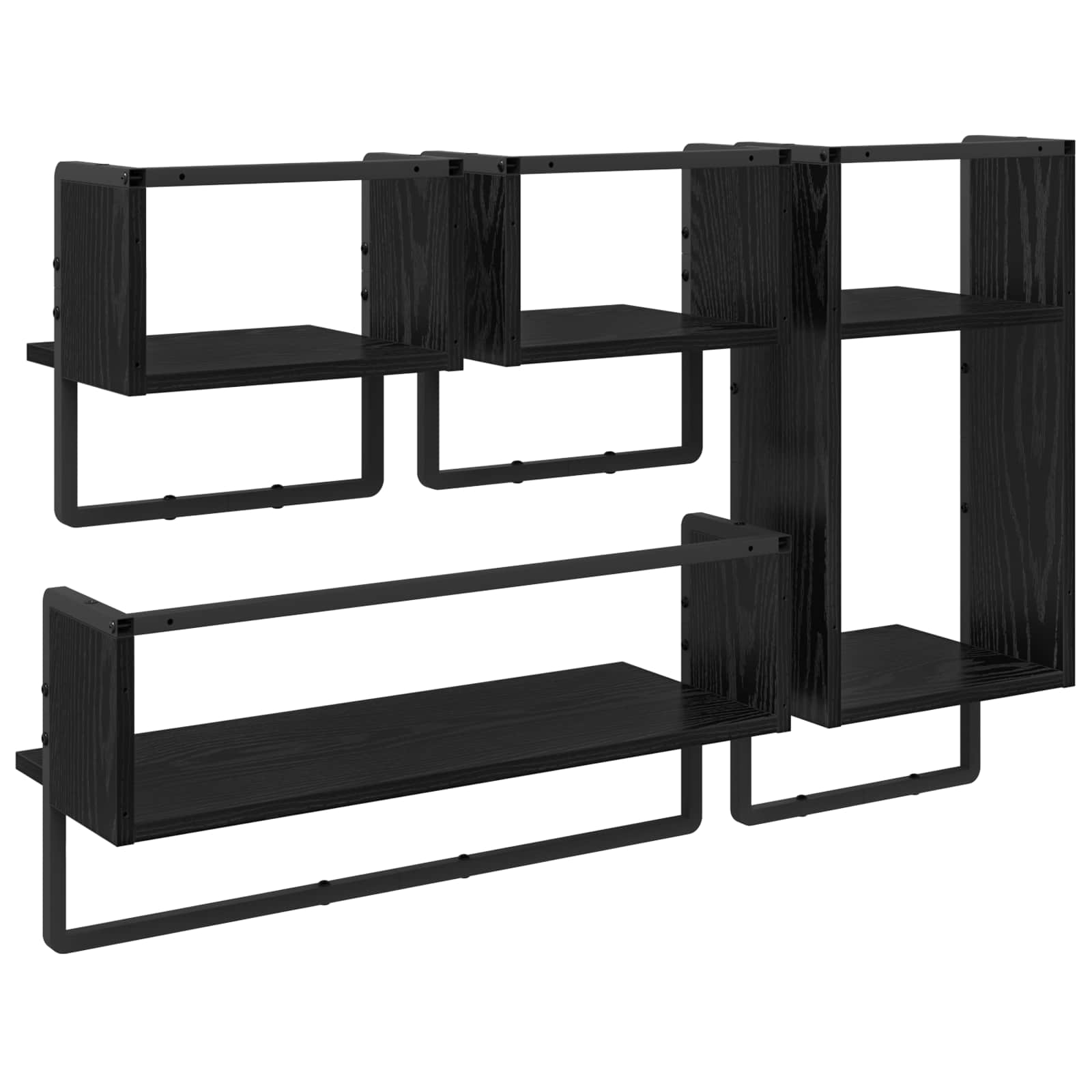 Set zidnih polica s policom 4 pcs Crni hrast 65 x 25 x 30 cm
