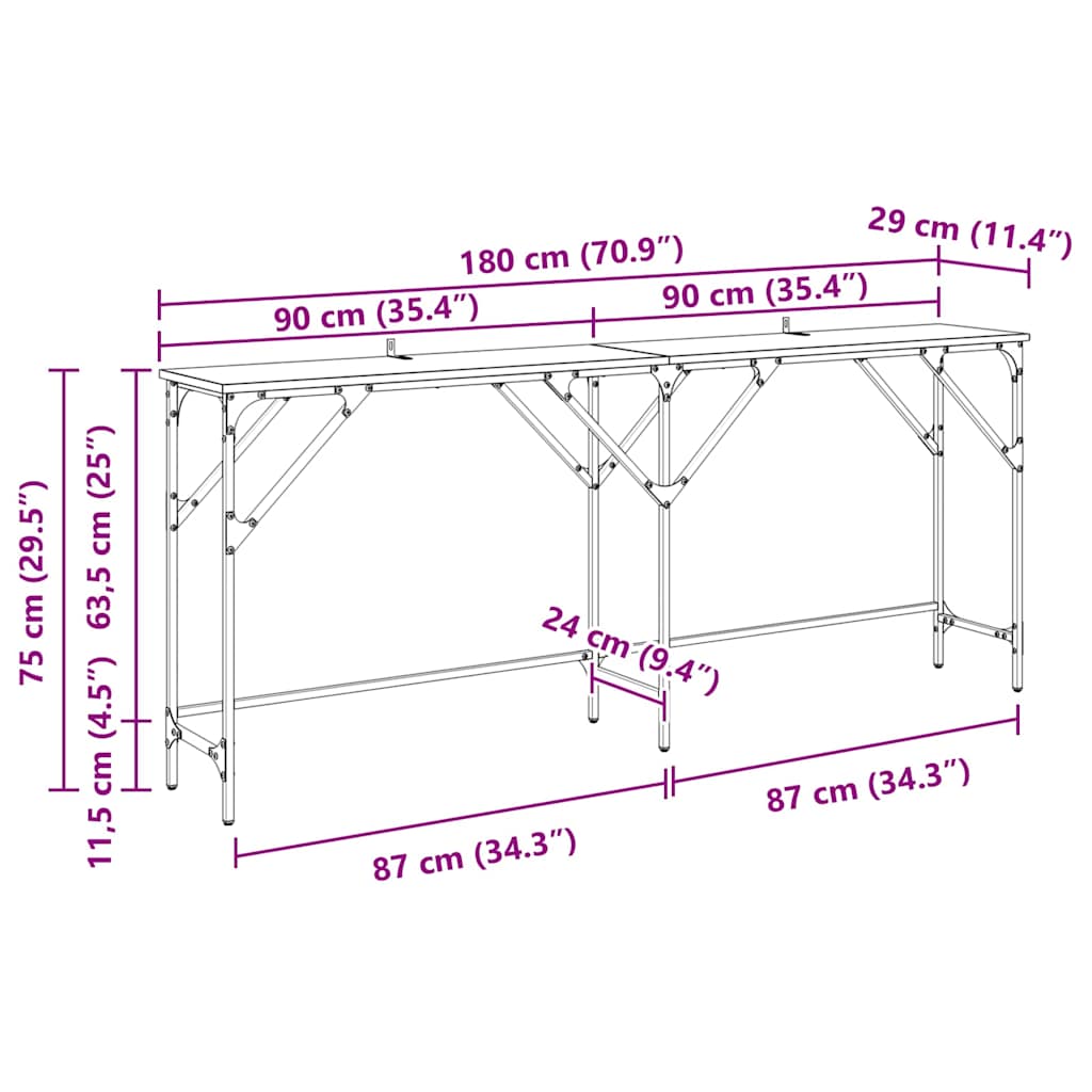 Konzolna stolica Crni hrast 180 x 30 x 75 cm Konstruirano drvo