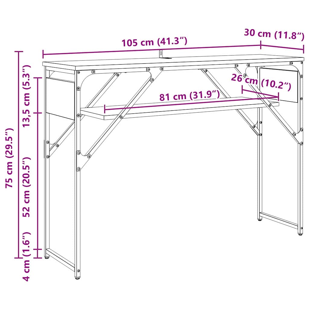 Konzolnistol Staro drvo 105x30x75cm Konstruirano drvo
