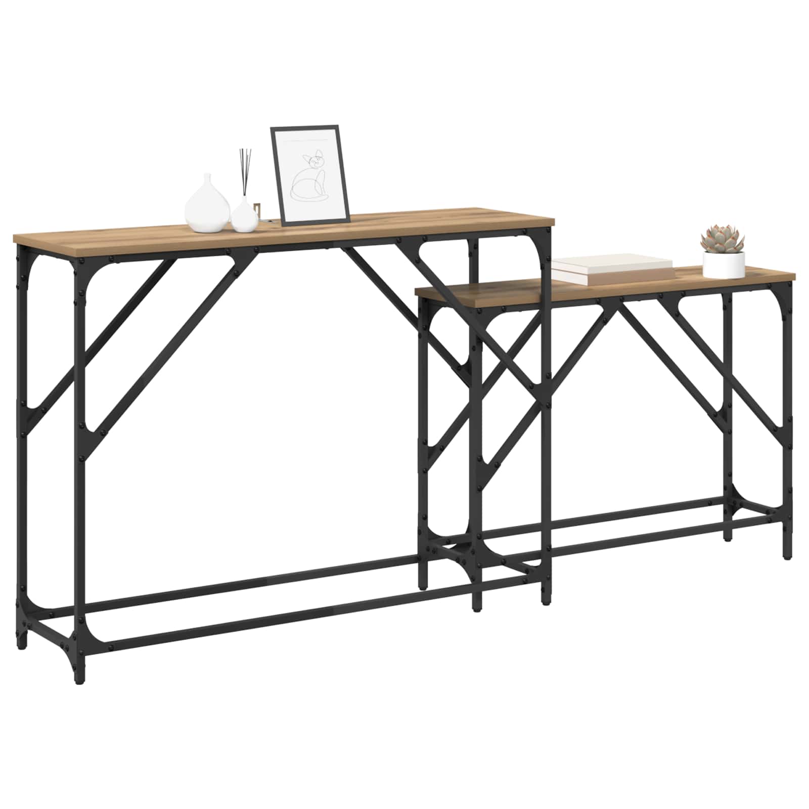 Konzolna stolica 2 pcs Umjetnički hrast 100 x 28 x 75 cm