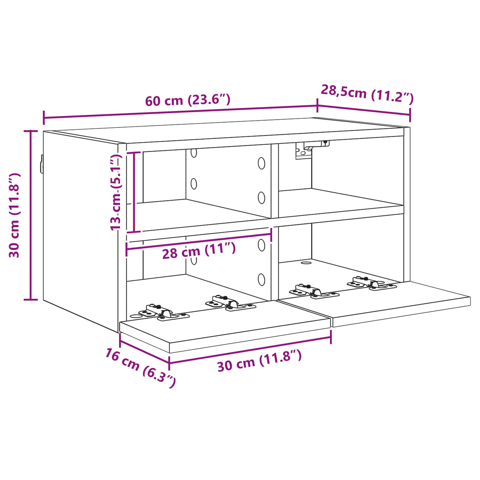 TV zidni ormar Staro drvo 60 x 30 x 30 cm Konstruirano drvo