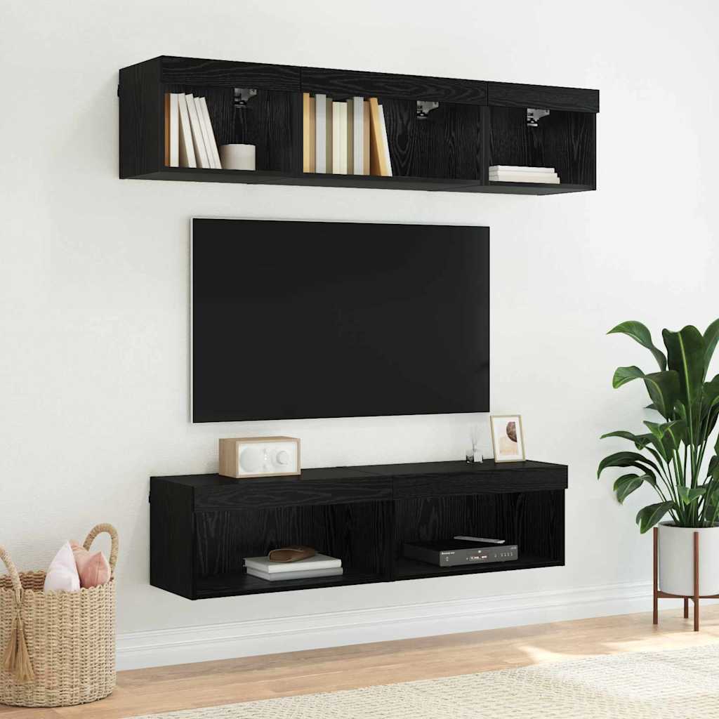 Set TV komoda Crni hrast 60 x 30 x 30 cm Konstruirano drvo