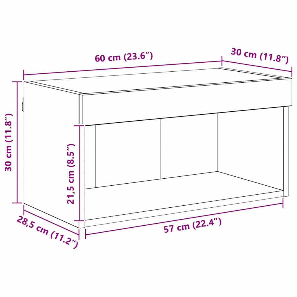 Set TV komoda Crni hrast 60 x 30 x 30 cm Konstruirano drvo
