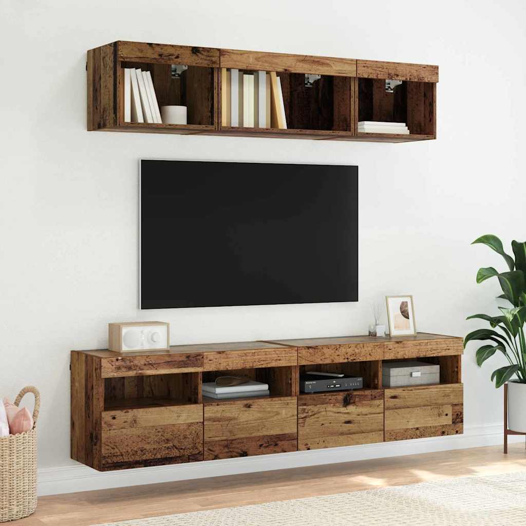 TV zidni ormari Zidne 2 pcs Staro drvo 80 x 30 x 40 cm