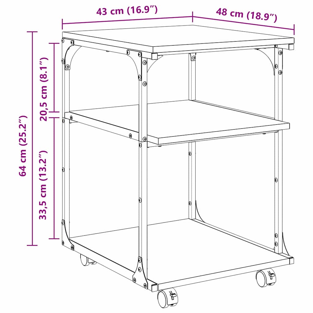 Držač za printer Staro drvo 43 x 48 x 64 cm Konstruirano drvo