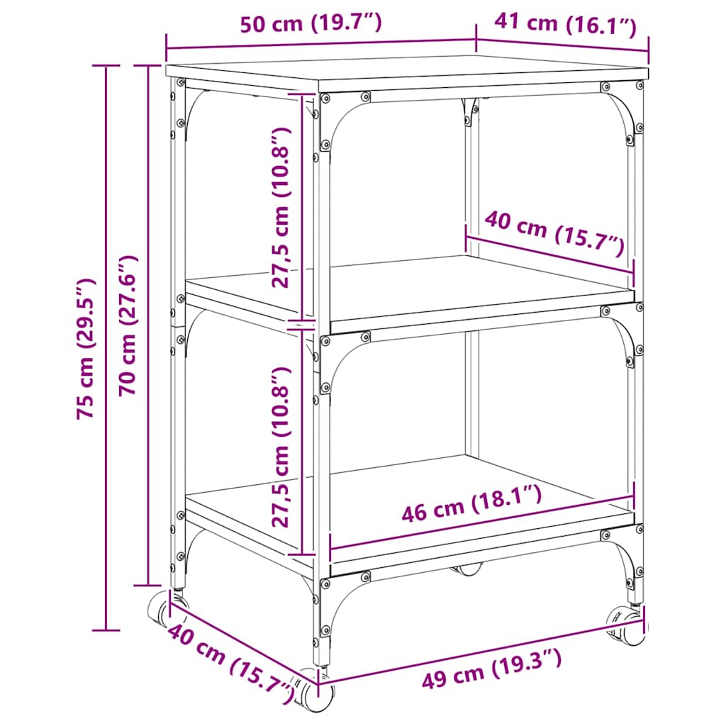 Držač za printer Staro drvo 50 x 41 x 75 cm Konstruirano drvo