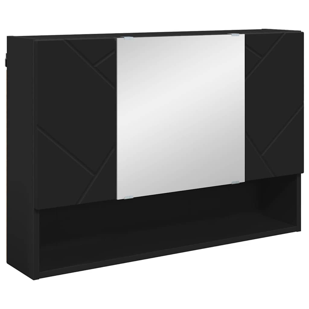 Ogledalo ormar Zidne Crna 80 x 17 x 55 cm Konstruirano drvo