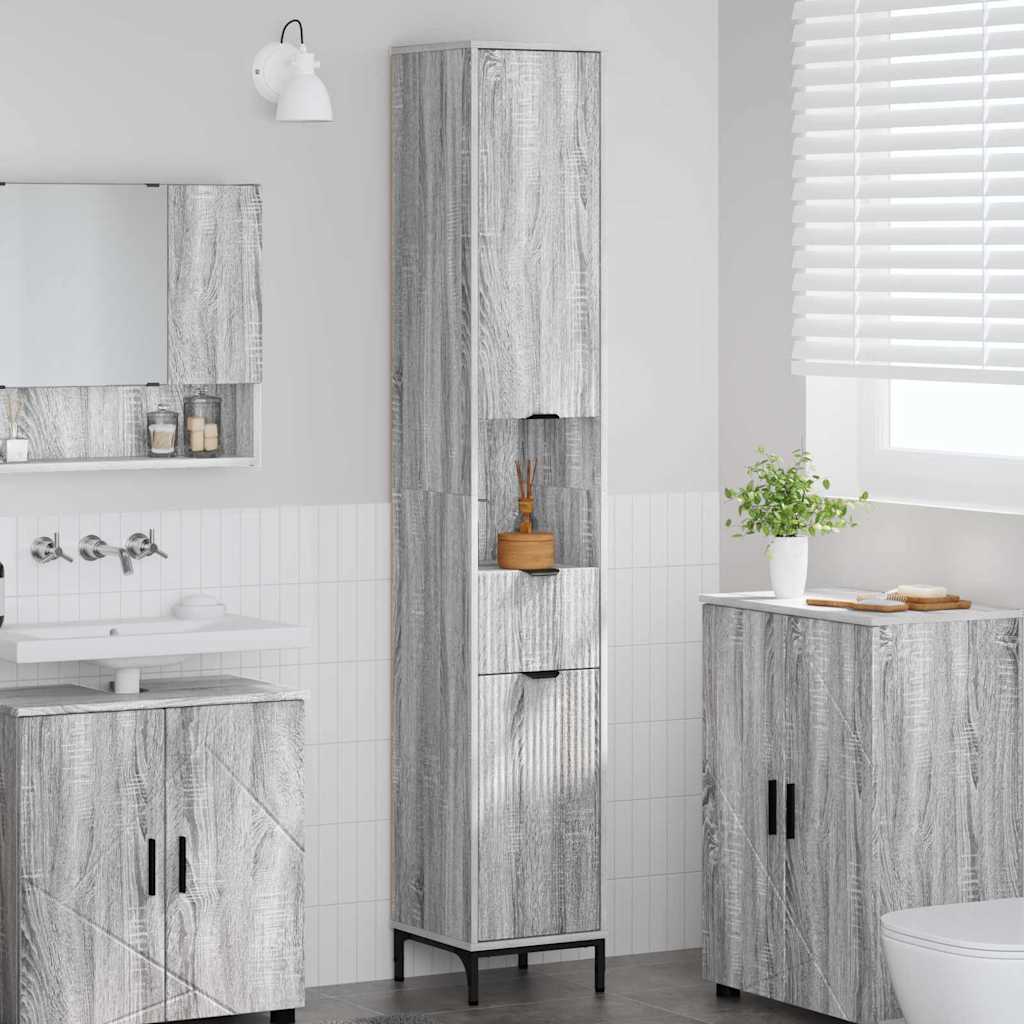 Kupaonski ormar s ladicama Siva Sonoma 31,5 x 33 x 190 cm