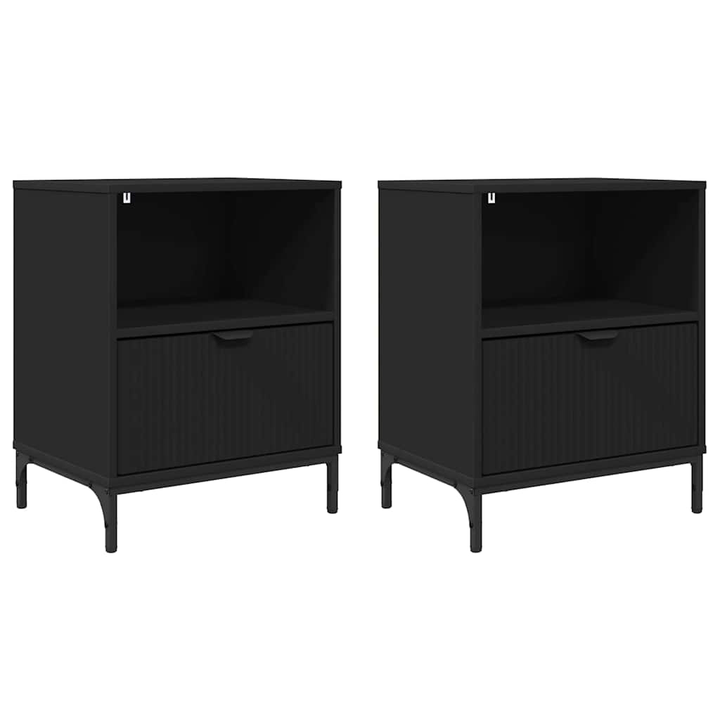 Noćni ormar 2 pcs Crna 49 x 36 x 61 cm Konstruirano drvo