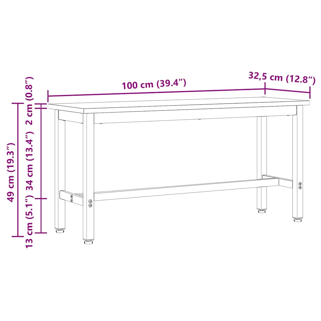 Klupa za blagovanje Bijelo 100 x 32,5 x 49 cm