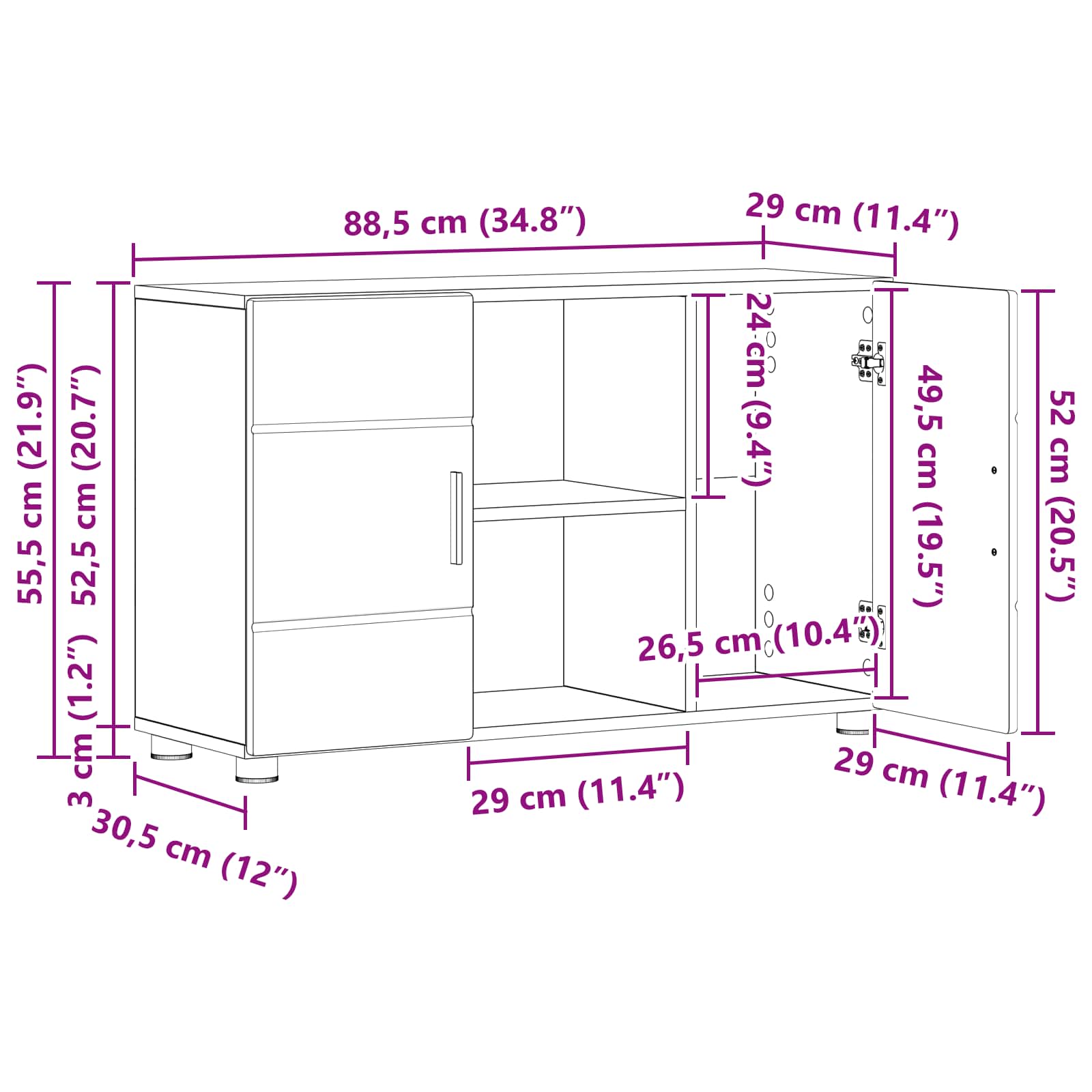 Kreveta s policom FLORIN Sonoma hrast 88,5 x 30,5 x 55,5 cm